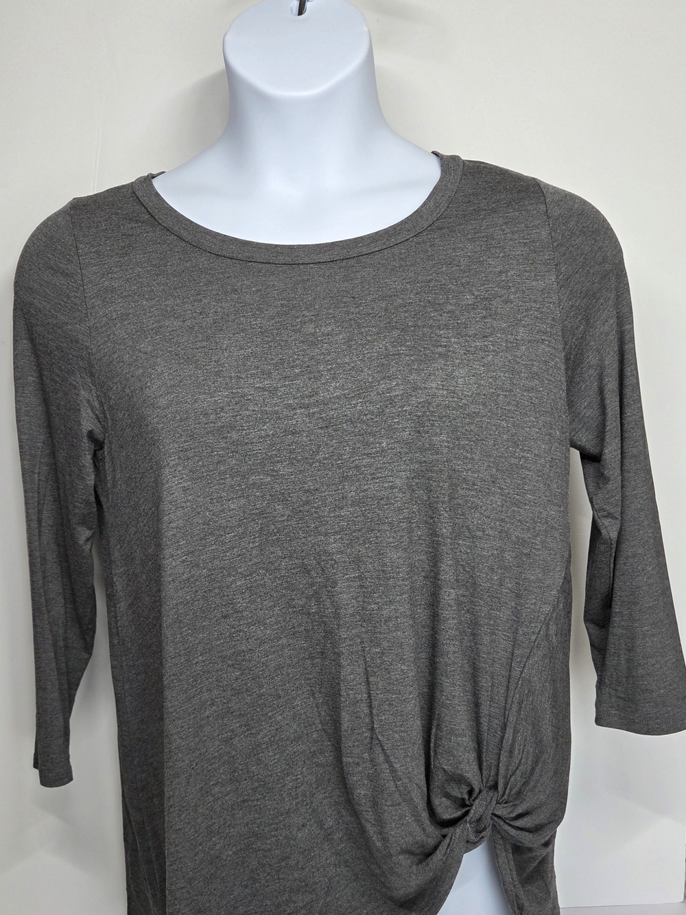 Meri Skye Knot-Hem Long Sleeve Tee in Charcoal by - Picture 3 of 12